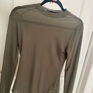 Sheer olive green body suit